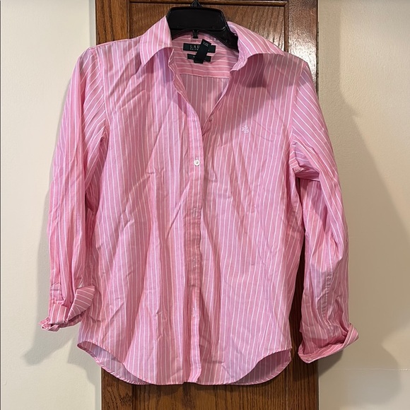 Lauren Ralph Lauren Tops - Lauren Ralph Lauren Pink Pinstripe Blouse - Size Small